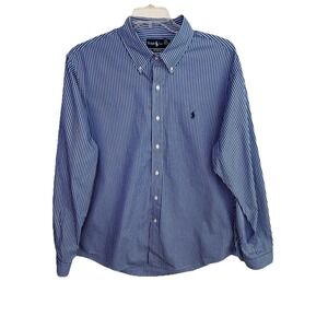 Polo Ralph Lauren Button Up Shirt Blue White Stripe Custom Fit Mens XXL
